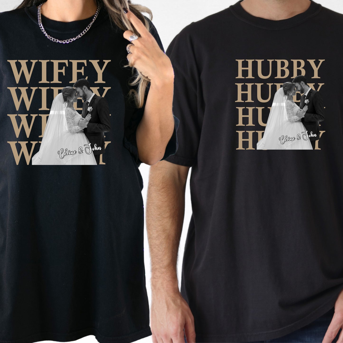 Custom Photo Wifey Hubby Shirt