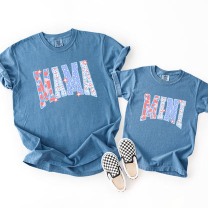 Coquette Patriotic Mama Mini Matching Shirts, Fourth of July Mommy and Me Tee, Floral Bow USA Shirt, 250th Years USA  Anniversary Family Outfit