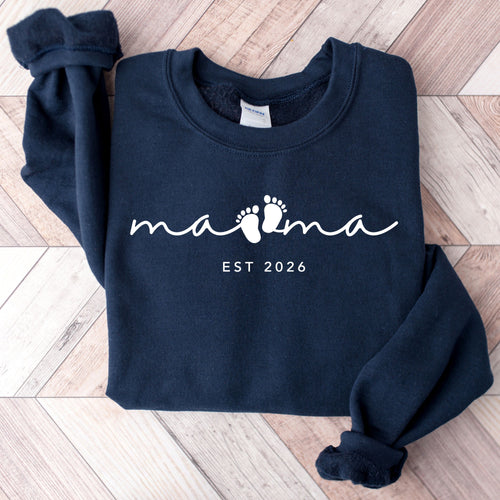 Mama Est 2026 Sweatshirt | Custom New Mom Gift | Baby Announcement Crewneck