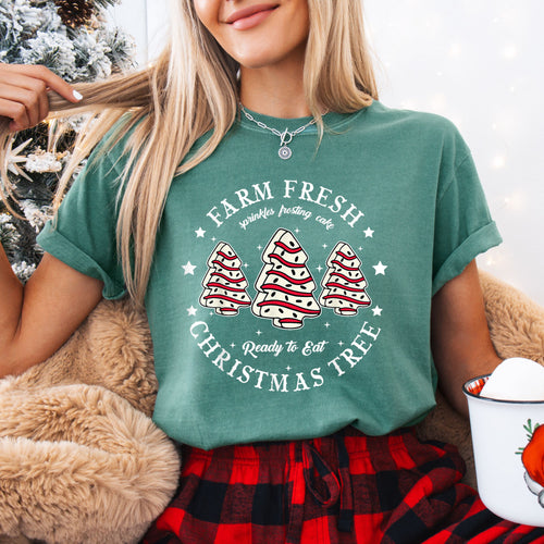 Farm Fresh Christmas Tree Shirt, Funny Holiday Baking Tee, Christmas Cookie T-Shirt, Retro Christmas Top, Cute Holiday Gift Shirt for Women