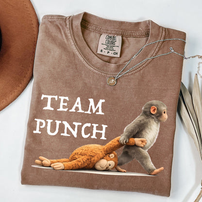 Team Punch  Shirt, Funny Monkey Graphic Tee, Vintage Monkey Humor T-Shirt,  Retro Animal Tee, Sarcastic Friend Gift