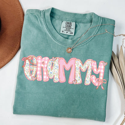 Grammy Shirt Comfort Colors, Floral Coquette Grandma Tee, Pink Bow Grandma Gift Shirt, Grandmacore Mother’s Day Gift, Mother’s Day Gift for Grandma