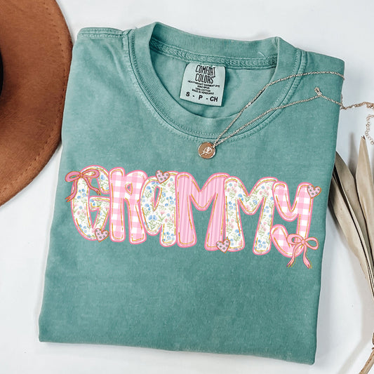 Grammy Shirt Comfort Colors, Floral Coquette Grandma Tee, Pink Bow Grandma Gift Shirt, Cute Grammy T Shirt, Mother’s Day Gift for Grandma