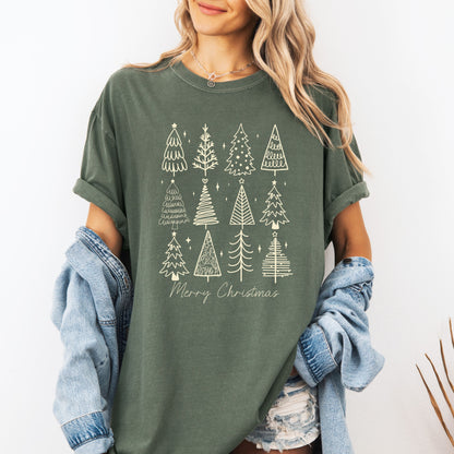 Retro Christmas Tree Shirt, Holiday Tree Shirt, Comfort Colors Christmas Tree T-Shirt, Minimalist Christmas Graphic Tee,Cute Christmas Shirt