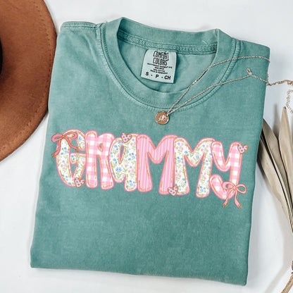 Coquette Grandma Shirt, Floral Gingham Grammy Tee,  Grandmacore Mother’s Day Gift