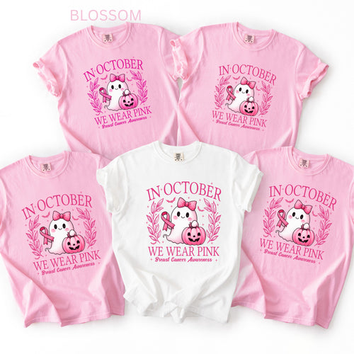 Comfort Colors® Breast Cancer Support Squad Shirt, Family Breast Cancer, Cancer Support team Shirt, In October We Wear Pink Ghost Shirt