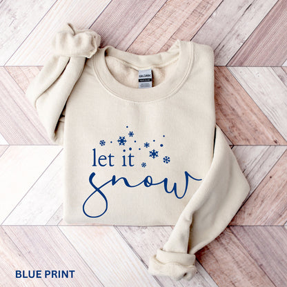 Let It Snow Sweatshirt, Winter Crewneck Sweatshirt, Cozy Snowflake Pullover, Unisex Winter Sweatshirt, Cold Weather Outfit, Snow Hoodie