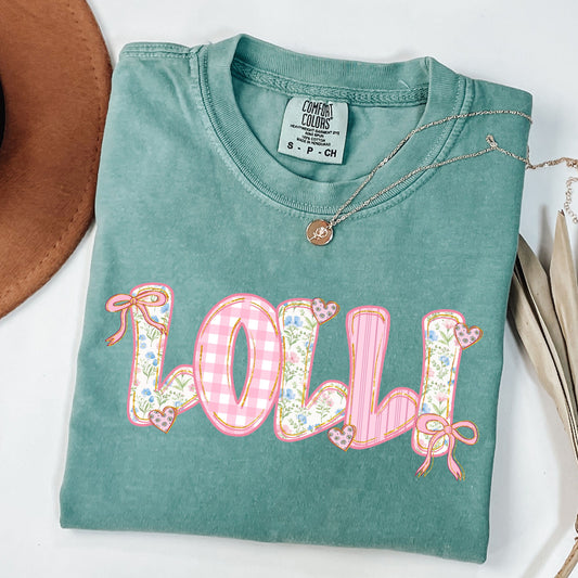 Personalized Coquette Grandma Shirt, Floral Gingham Mama Tee, Custom Grammy Mamaw Lolli Comfort Colors Shirt, Grandmacore Mother’s Day Gift
