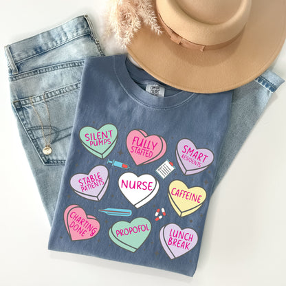 Nurse Valentine Shirt, Candy Heart Nurse T Shirt, Funny Nurse Shirt, RN Gift, Nursing School Shirt, Comfort Colors Nurse RN Valentine Gift