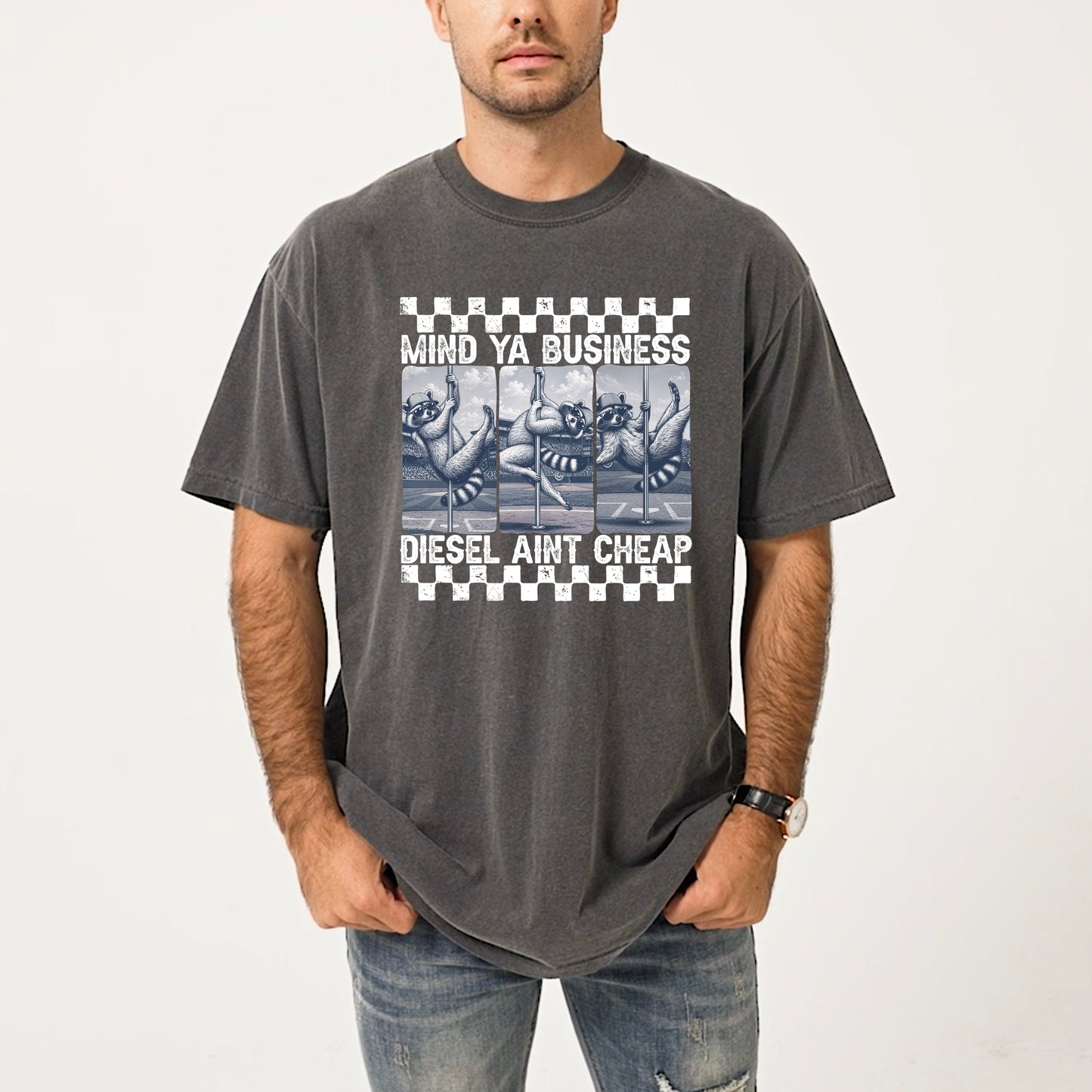 Funny Raccoon Diesel Ain't Cheap Shirt, Sarcastic Mechanic Trucker Graphic Tee