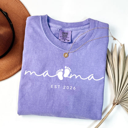 Custom Mama Est 2026 Shirt -  Personalized Motherhood T-Shirt - New Mom Gift