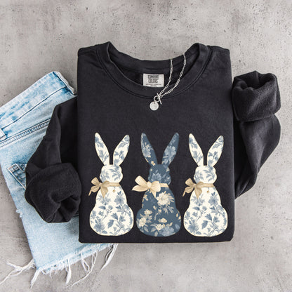 Coquette Bow  Floral Easter Bunny , Cute Easter Hoodie for Women, Easter Rabbit Sweatshirt, Easter Gift,Spring Rabbit Pullover