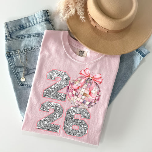 Pink Coquette New Year Eve 2026 Shirt , Retro New Years T-Shirt, Disco Ball Shirt, New Year New Me, 12 New Chapters, Hello 2026