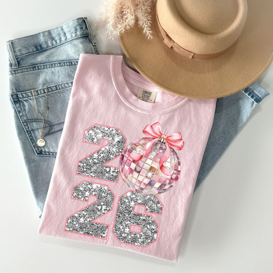 Pink Coquette New Year Eve 2026 Shirt , Retro New Years T-Shirt, Disco Ball Shirt, New Year New Me, 12 New Chapters, Hello 2026