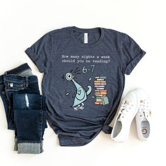 Pigeon 6-7 Reading Shirt, Book Lover Librarian Tee
