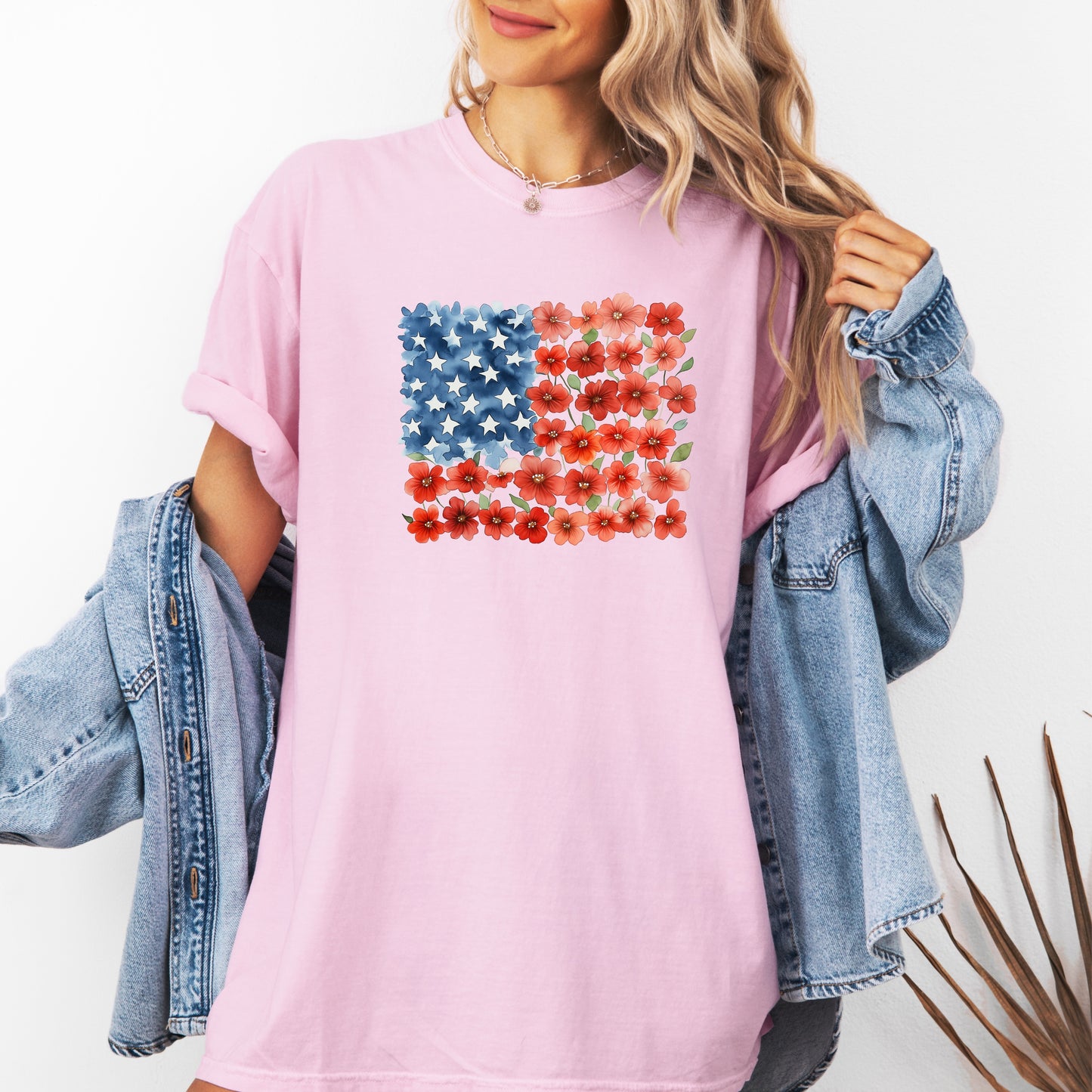 Patriotic Floral Shirt,  USA 250th Anniversary Tee, Floral American Flag Shirt, Watercolor Poppy 4th of July Shirt
