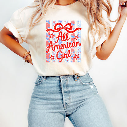 All American Girl Retro Striped Shirt, Coquette USA Patriotic Tee