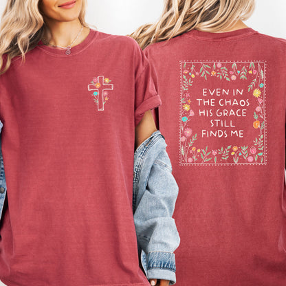 His Grace Finds Me Shirt, Boho Christian Tee, Faith Based Tee, Religious Gift for Her, Church Group Shirt, Bible Study Tee, Jesus Lover Tee