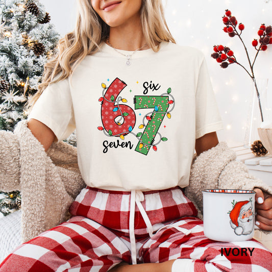 Comfort Colors 6 7 Shirts, Funny 67 Christmas Shirt, Six Seven Meme Shirt, Trendy Christmas Shirt, Six Seven Tee, 6 7 Meme Viral, Teacher 67