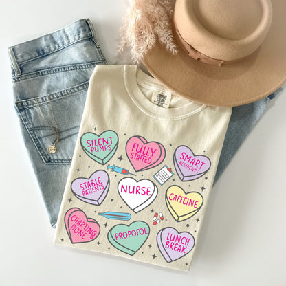 Nurse Valentine Shirt, Candy Heart Nurse T Shirt, Funny Nurse Shirt, RN Gift, Nursing School Shirt, Comfort Colors Nurse RN Valentine Gift