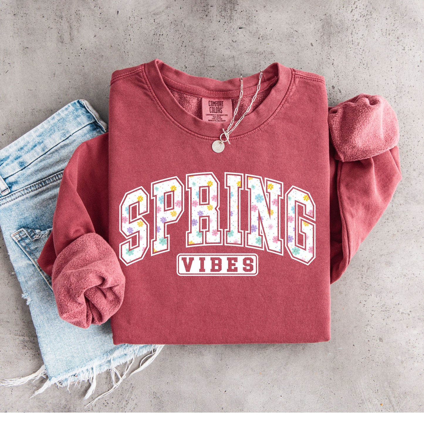 Spring Vibes Sweatshirt, Floral Spring Sweatshirt, Cute Spring Shirt, Pastel Floral Pullover, Women Spring Outfit