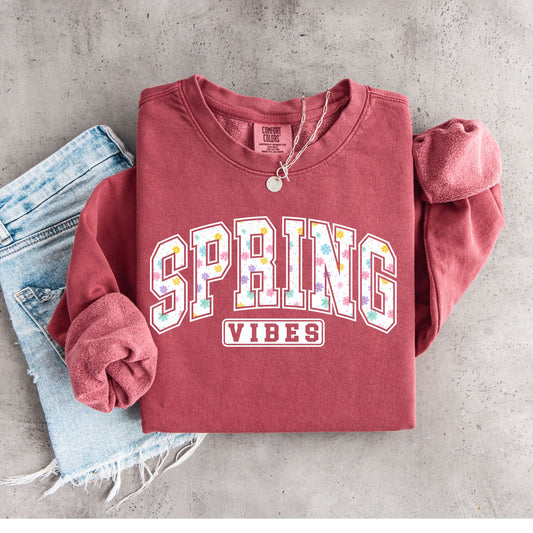 Spring Vibes Sweatshirt, Floral Spring Sweatshirt, Cute Spring Shirt, Pastel Floral Pullover, Women Spring Outfit