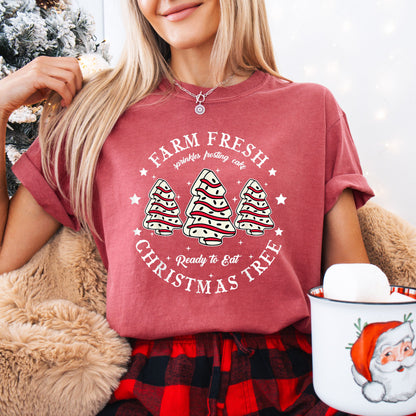Farm Fresh Christmas Tree Shirt, Funny Holiday Baking Tee, Christmas Cookie T-Shirt, Retro Christmas Top, Cute Holiday Gift Shirt for Women