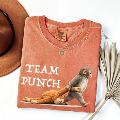 Team Punch  Shirt, Funny Monkey Graphic Tee, Vintage Monkey Humor T-Shirt,  Retro Animal Tee, Sarcastic Friend Gift