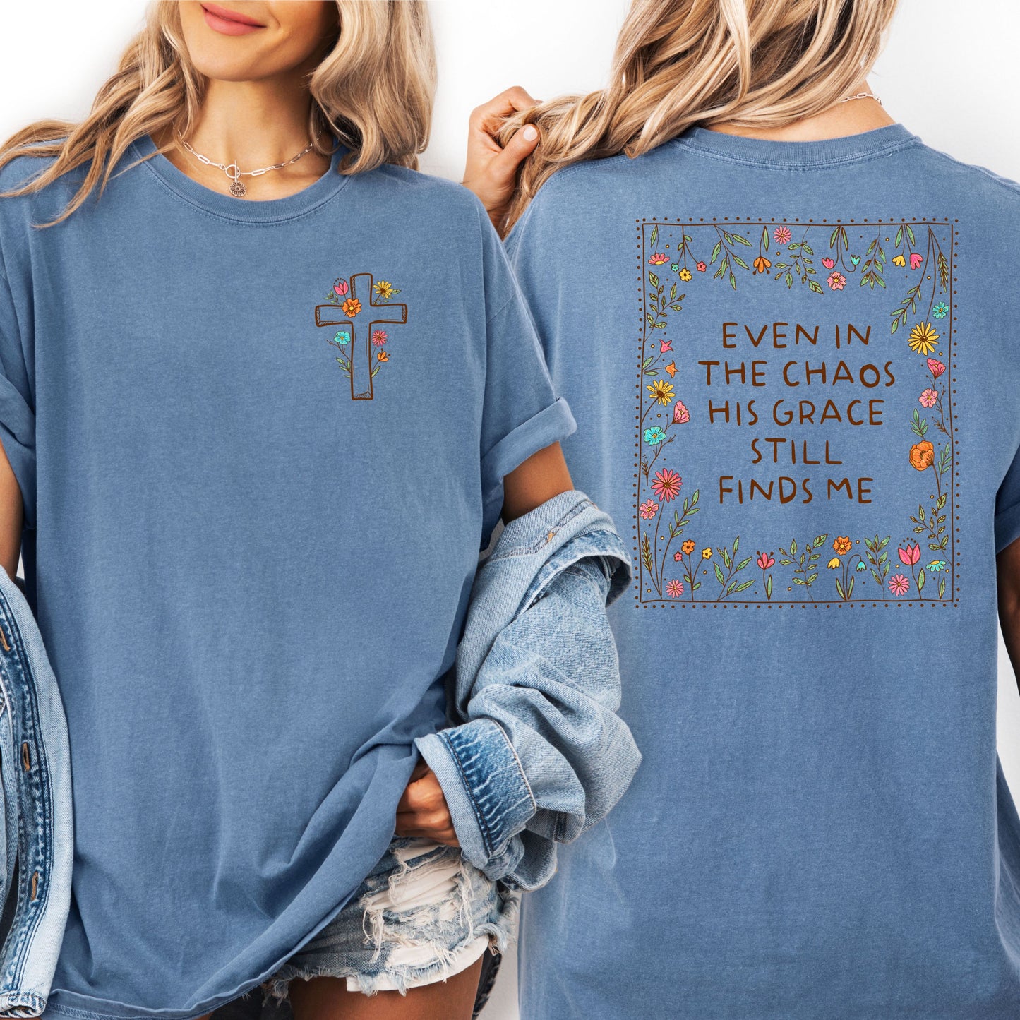 His Grace Finds Me Shirt, Boho Christian Tee, Faith Based Tee, Religious Gift for Her, Church Group Shirt, Bible Study Tee, Jesus Lover Tee