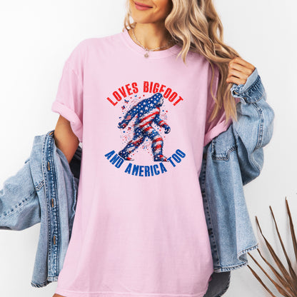 Funny Patriotic Bigfoot Shirt, American Flag Sasquatch Tee, 4th Of July Bigfoot Shirt, Retro USA Freedom Graphic Tee