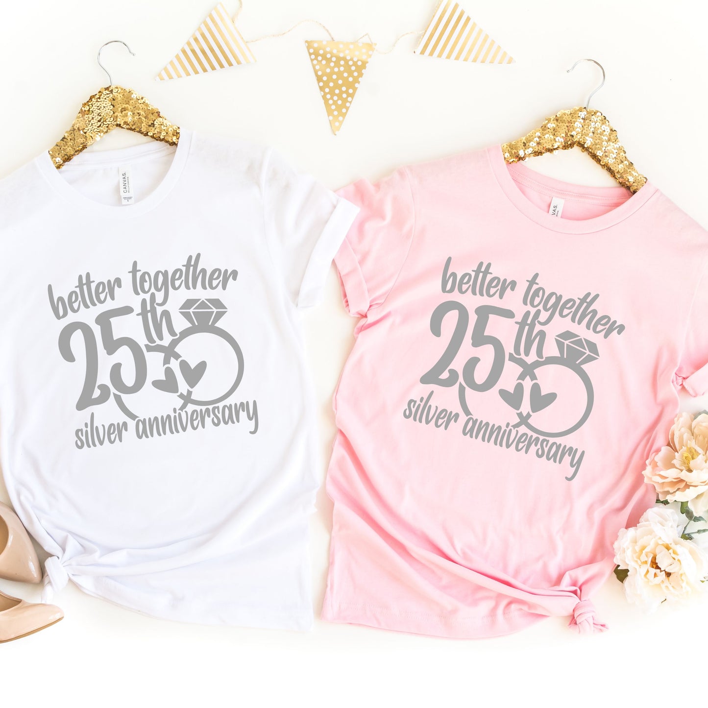 Silver Anniversary Gift Shirt, Better Together For 25 Years, 25th Anniversary Gift For Him, Gift for Couple, 25th Wedding Anniversary Shirt