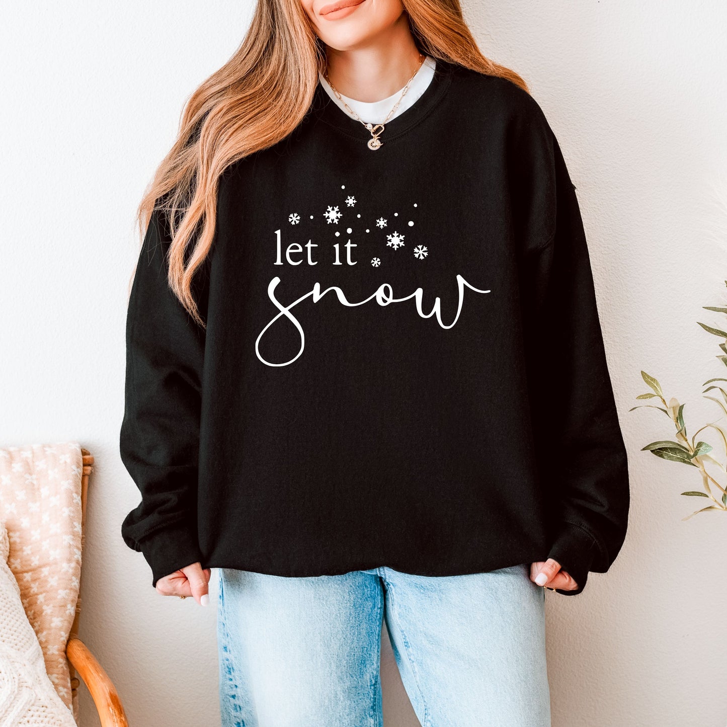 Let It Snow Sweatshirt, Winter Crewneck Sweatshirt, Cozy Snowflake Pullover, Unisex Winter Sweatshirt, Cold Weather Outfit, Snow Hoodie
