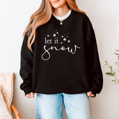 Let It Snow Sweatshirt, Winter Crewneck Sweatshirt, Cozy Snowflake Pullover, Unisex Winter Sweatshirt, Cold Weather Outfit, Snow Hoodie