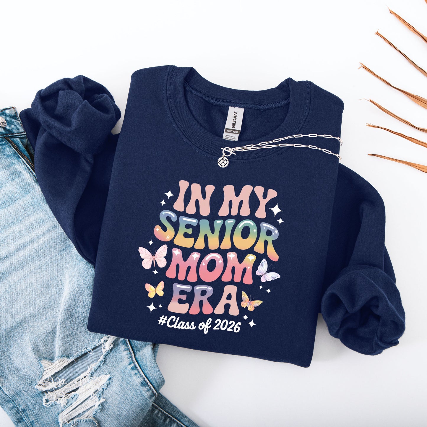 Retro Senior Mom 2026 Shirt, Graduation Gift for Mom, Colorful Butterfly Era Pullover, Proud Grad Mom Gift