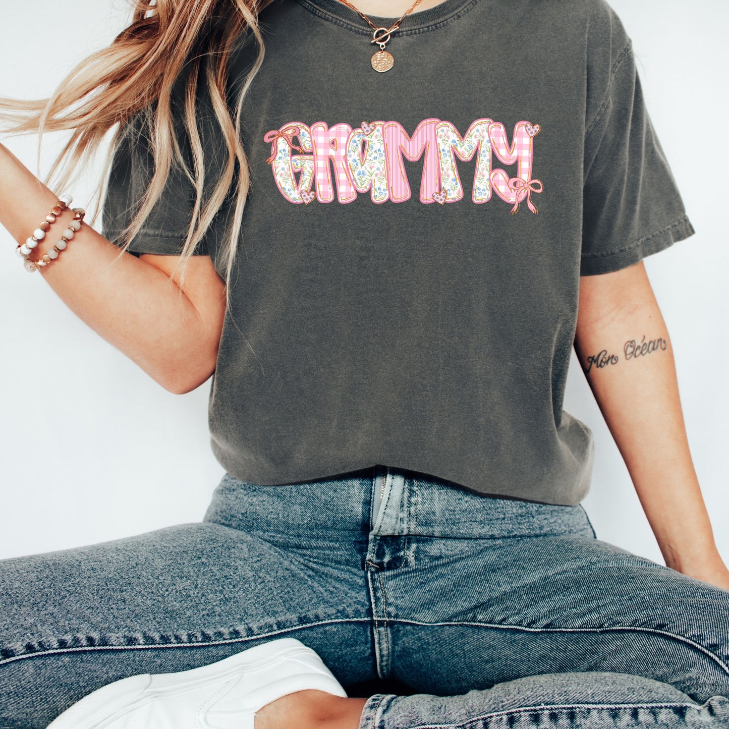 Coquette Grandma Shirt, Floral Gingham Grammy Tee,  Grandmacore Mother’s Day Gift