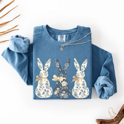 Coquette Bow  Floral Easter Bunny , Cute Easter Hoodie for Women, Easter Rabbit Sweatshirt, Easter Gift,Spring Rabbit Pullover