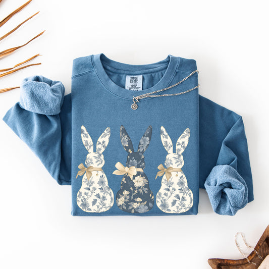 Coquette Bow  Floral Easter Bunny , Cute Easter Hoodie for Women, Easter Rabbit Sweatshirt, Easter Gift,Spring Rabbit Pullover