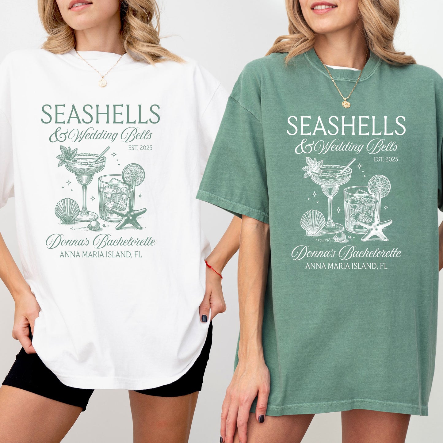 Seashells and Wedding Bells Beach Bachelorette Shirt, Beach Seashell Shirt, Custom Bachelorette Shirts, Comfort Colors Beach Cover up shirt