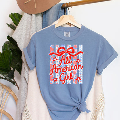 All American Girl Retro Striped Shirt, Coquette USA Patriotic Tee