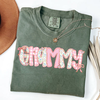 Coquette Grandma Shirt, Floral Gingham Grammy Tee,  Grandmacore Mother’s Day Gift