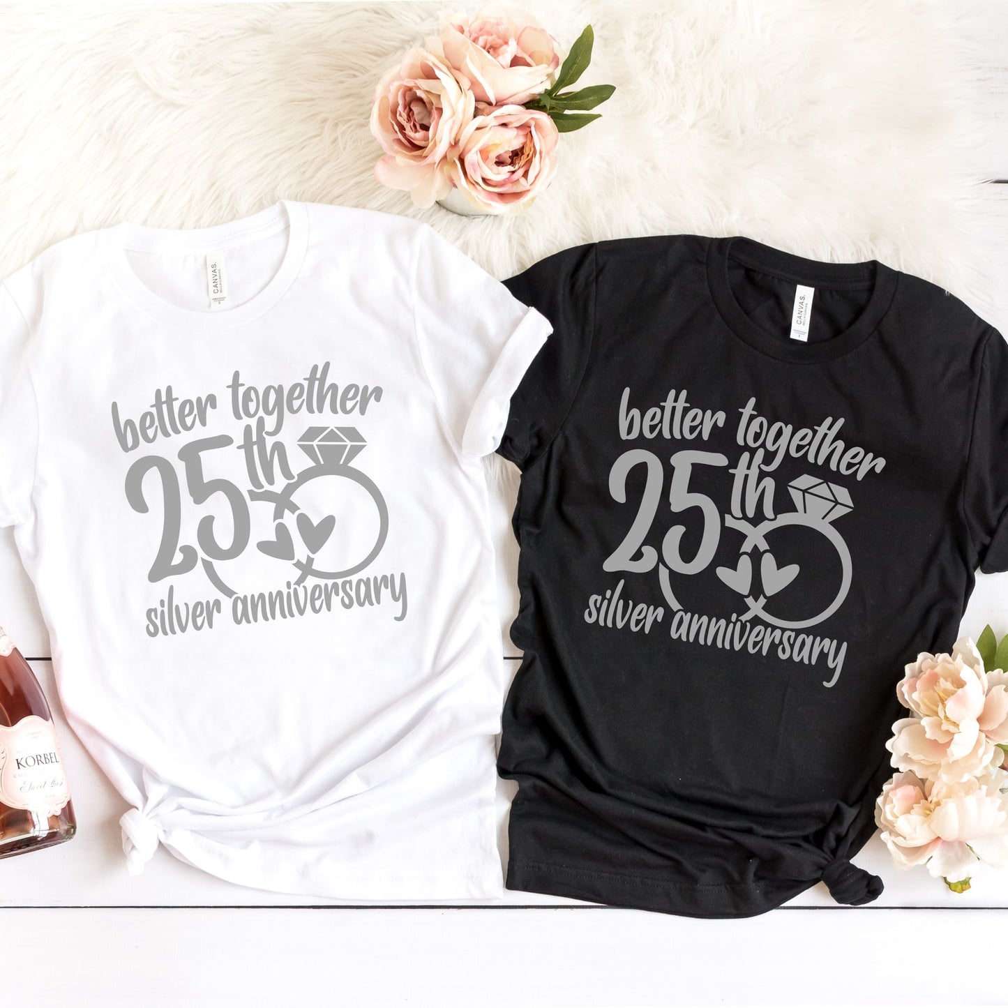 Silver Anniversary Gift Shirt, Better Together For 25 Years, 25th Anniversary Gift For Him, Gift for Couple, 25th Wedding Anniversary Shirt