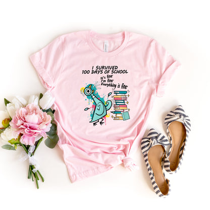 I Survived 100 Days of School Shirt – Funny Teacher & Student Tee, 100th Day of School Celebration T-Shirt