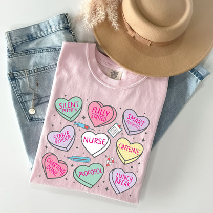 Nurse Valentine Shirt, Candy Heart Nurse T Shirt, Funny Nurse Shirt, RN Gift, Nursing School Shirt, Comfort Colors Nurse RN Valentine Gift