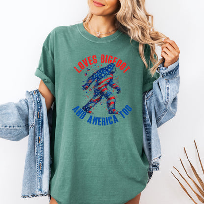 Funny Patriotic Bigfoot Shirt, American Flag Sasquatch Tee, 4th Of July Bigfoot Shirt, Retro USA Freedom Graphic Tee