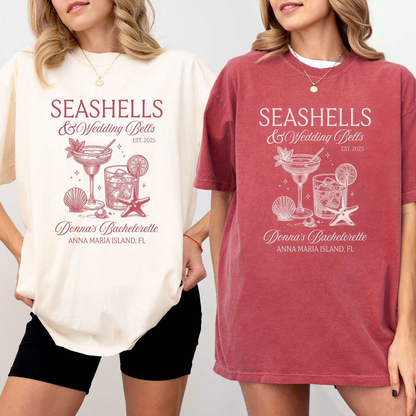 Seashells and Wedding Bells Beach Bachelorette Shirt, Beach Seashell Shirt, Custom Bachelorette Shirts, Comfort Colors Beach Cover up shirt