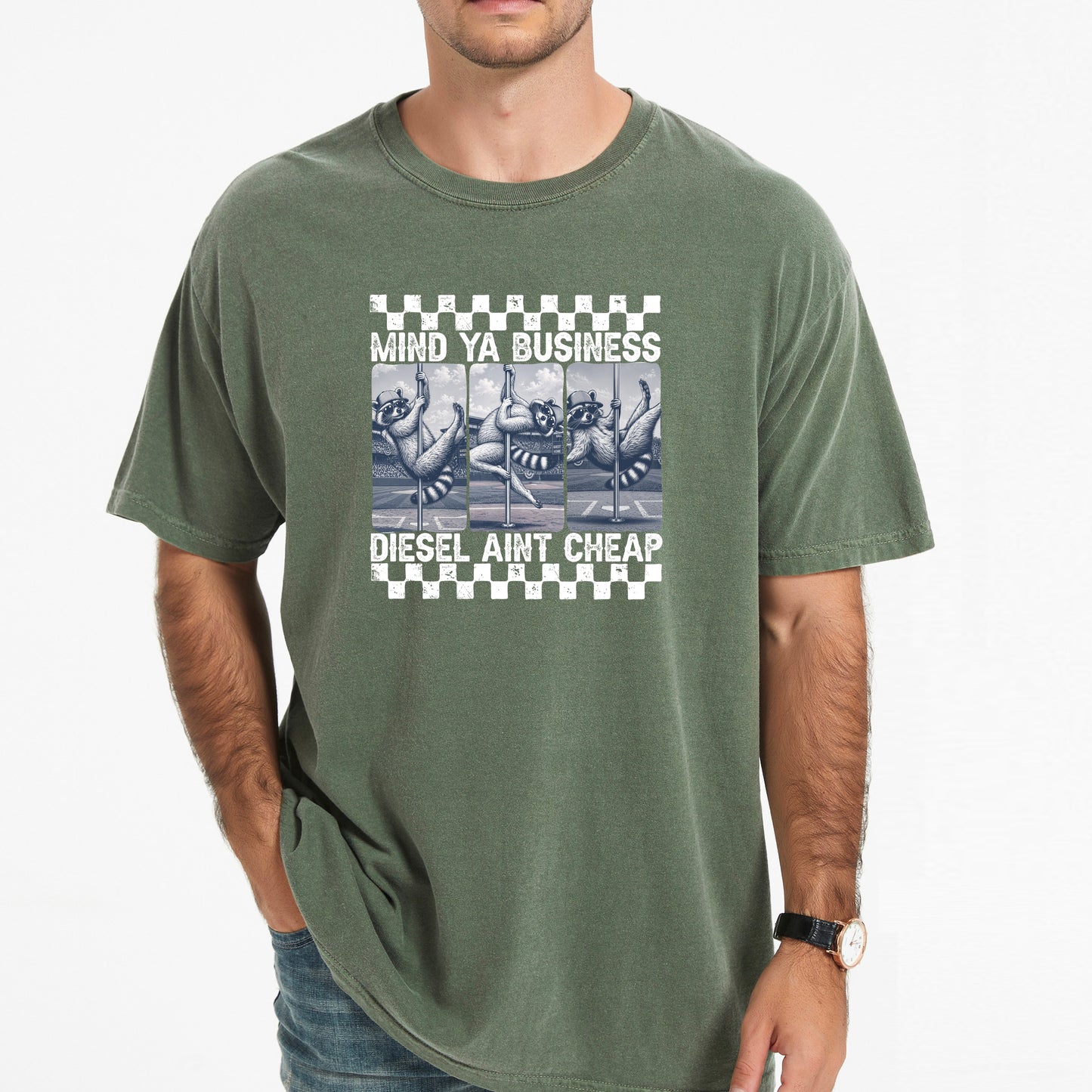 Funny Raccoon Diesel Ain't Cheap Shirt, Sarcastic Mechanic Trucker Graphic Tee
