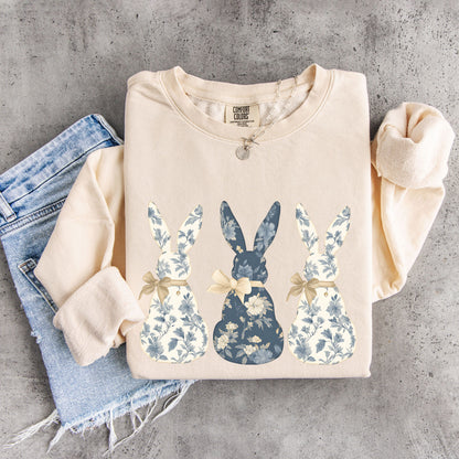 Coquette Bow  Floral Easter Bunny , Cute Easter Hoodie for Women, Easter Rabbit Sweatshirt, Easter Gift,Spring Rabbit Pullover