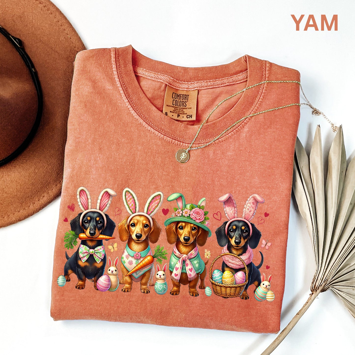 Wiener Dog Easter T-Shirt | Floral Dachshund Bunny Ears Spring Top