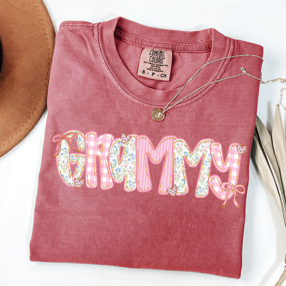 Grammy Shirt Comfort Colors, Floral Coquette Grandma Tee, Pink Bow Grandma Gift Shirt, Grandmacore Mother’s Day Gift, Mother’s Day Gift for Grandma