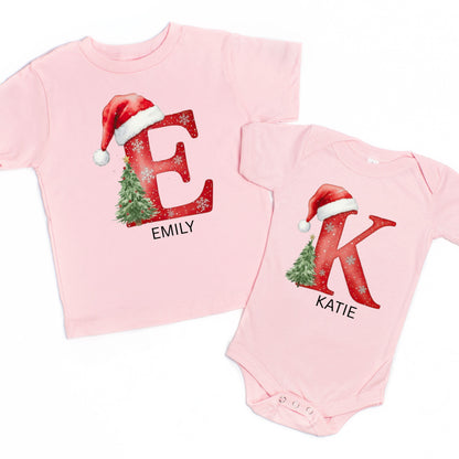 Custom Christmas Name Shirt, Family Christmas Shirt, Funny Family Xmas Pjs, Christmas Custom Letter Shirt, Personalized Christmas Family Tee